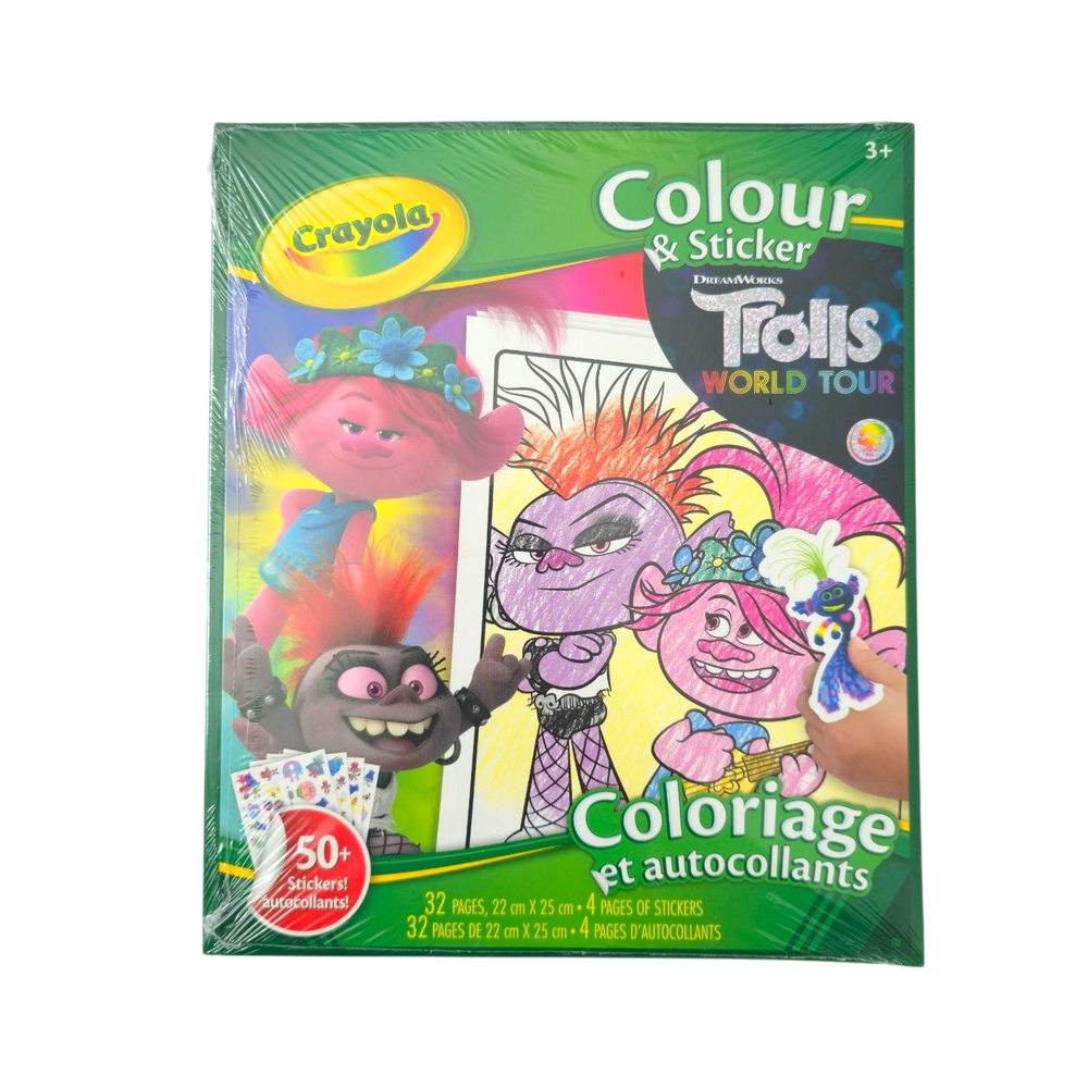 Crayola Trolls World Tour Color & Sticker Activity Book, 32 Pages, 50+ Stickers